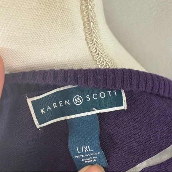 Karen Scott Purple Knit Poncho - Picture 10 of 10